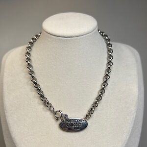 Guess Property Of Guess Est. 1981 Silver Tone 15” Chain Necklace